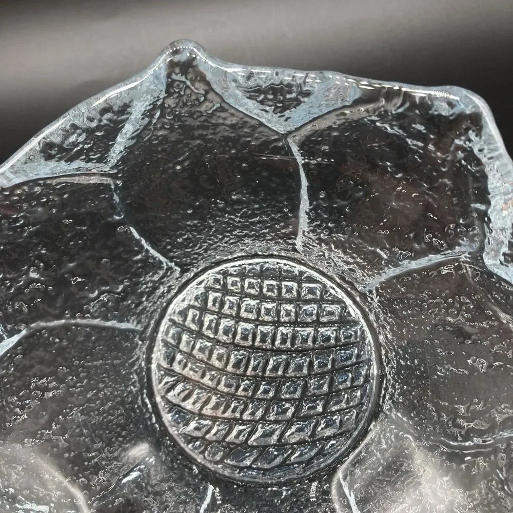 4 Vtg Blenko Glass Clear Crystal Dahlia Flower 7